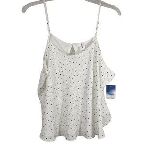 Abound Tank Top Sheer Lined Women Size 2X Ivory Black Print Spaghetti Strap